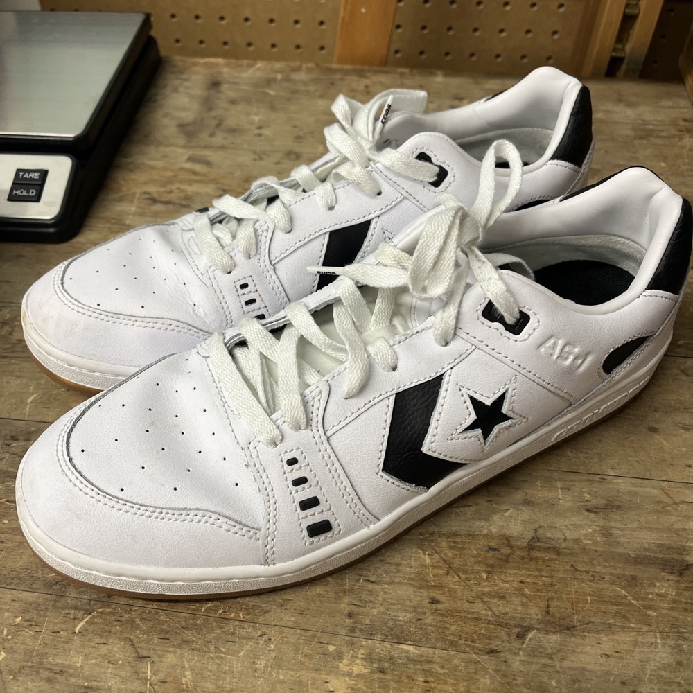 Converse AS-1 Pros Mens Size 12 Women's 13.5 White/Black Leather Skate Shoes